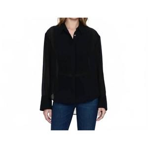 NEW PISTOLA charlotte sheer tuxedo shirt in noir